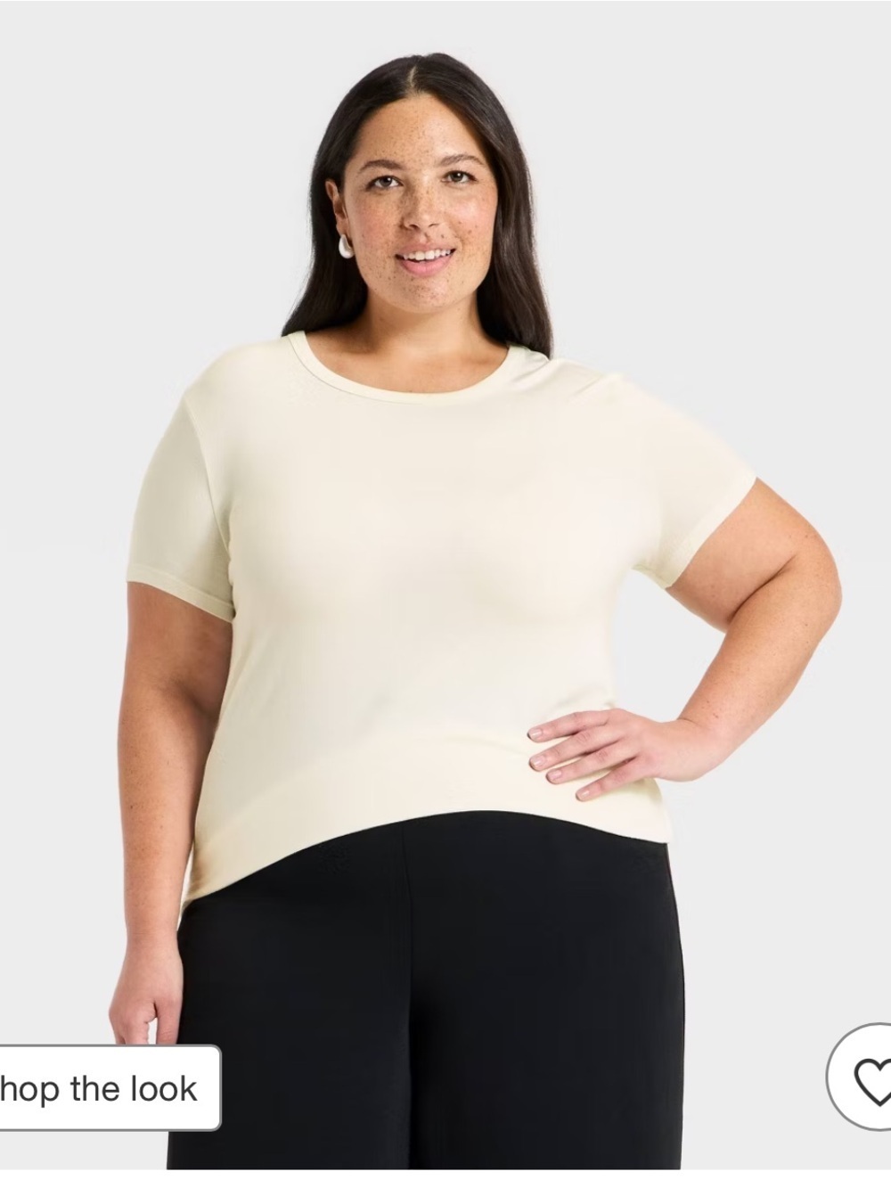 A new day Cream Short Sleeve Crewneck Top - Women's XXL